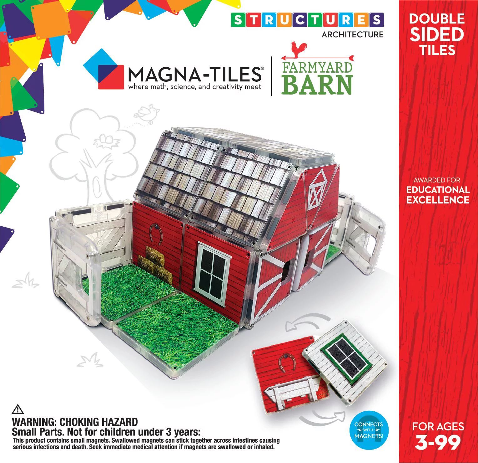 Magna-Tiles Farmyard Barn Structure Set by CreateOn, The Original Magnetic Building Tiles Making ... | Walmart (US)