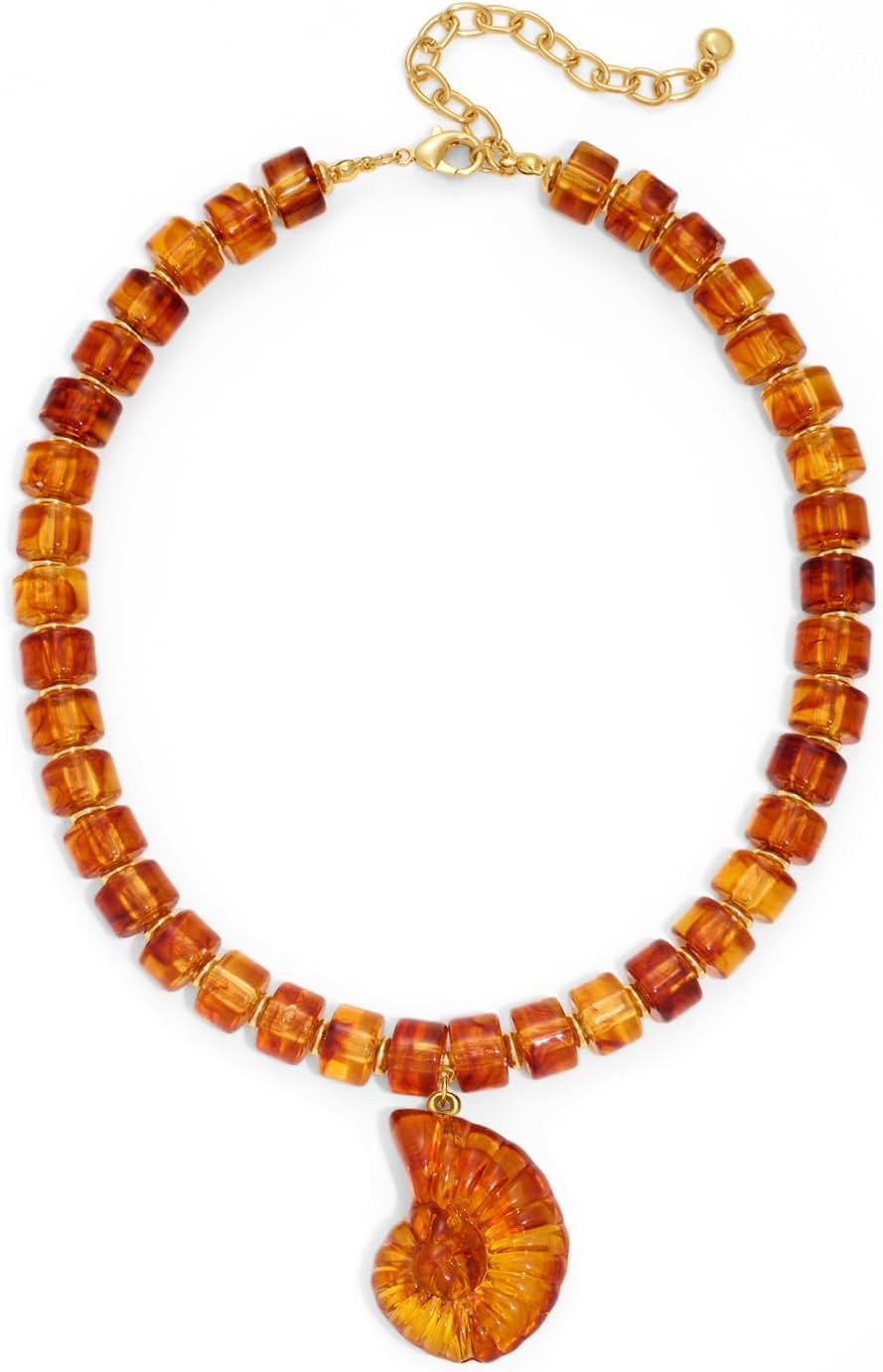 Chunky Shell Pendant Necklace for Women Resin Beaded Jewelry Gift | Amazon (US)