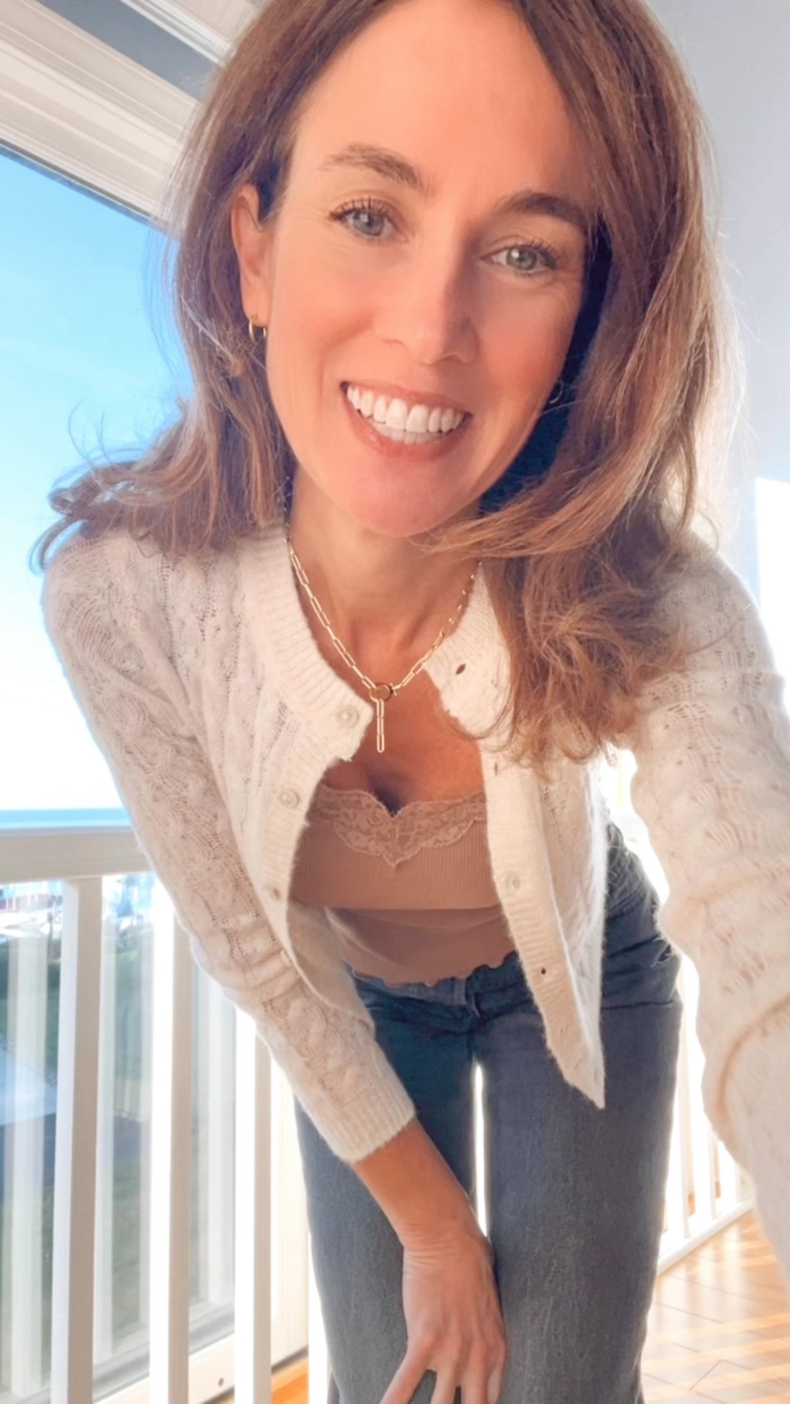 Lace camisole and off white cardigan winter outfit. #over40style #cybersales #ootd 

#LTKFindsUnder50 #LTKHoliday #LTKOver40