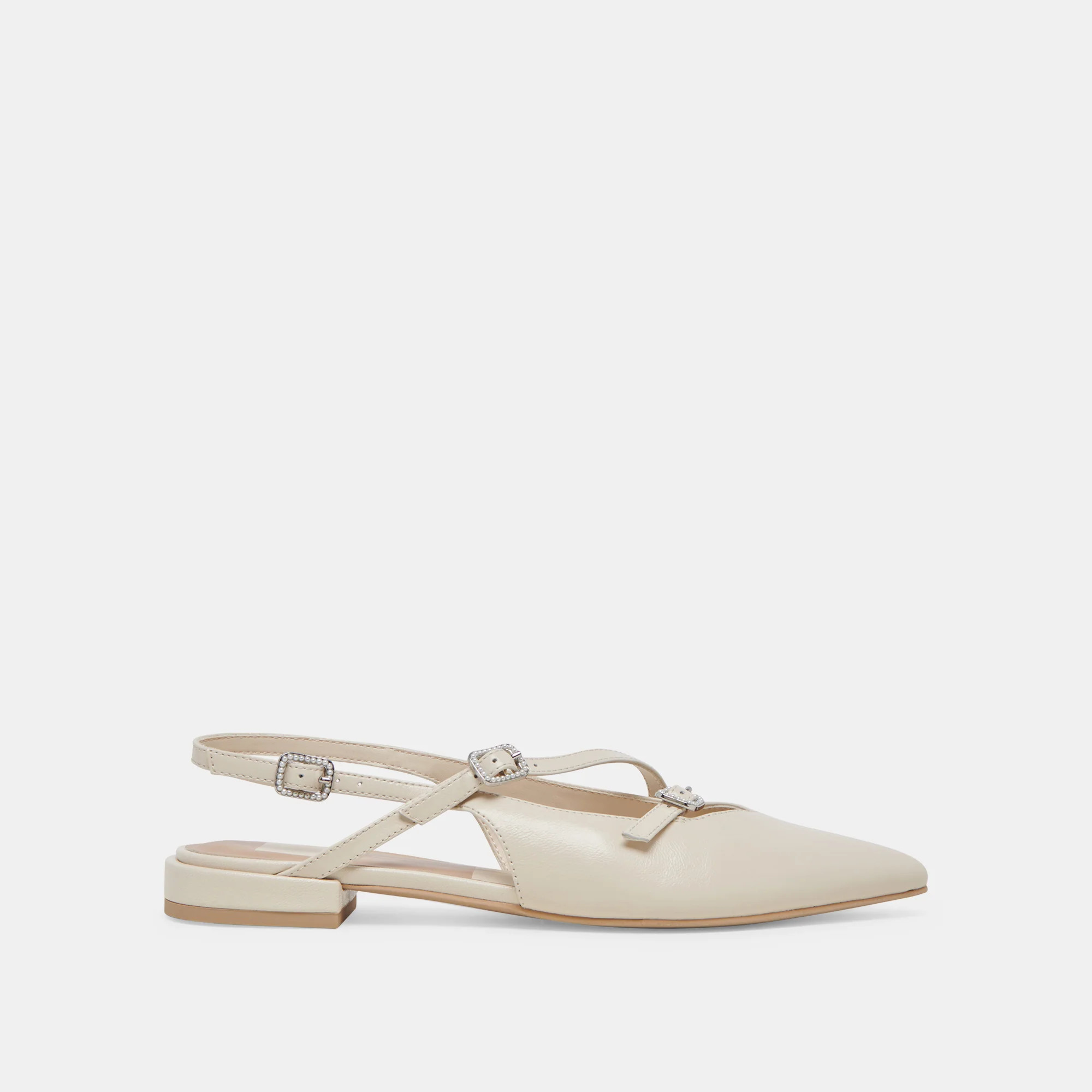 PAMLA PEARL FLATS IVORY CRINKLE PATENT | DolceVita.com