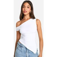 Womens Bengaline Asymmetric One Shoulder Off The Shoulder Top - White - 12 | boohoo (US & Canada)