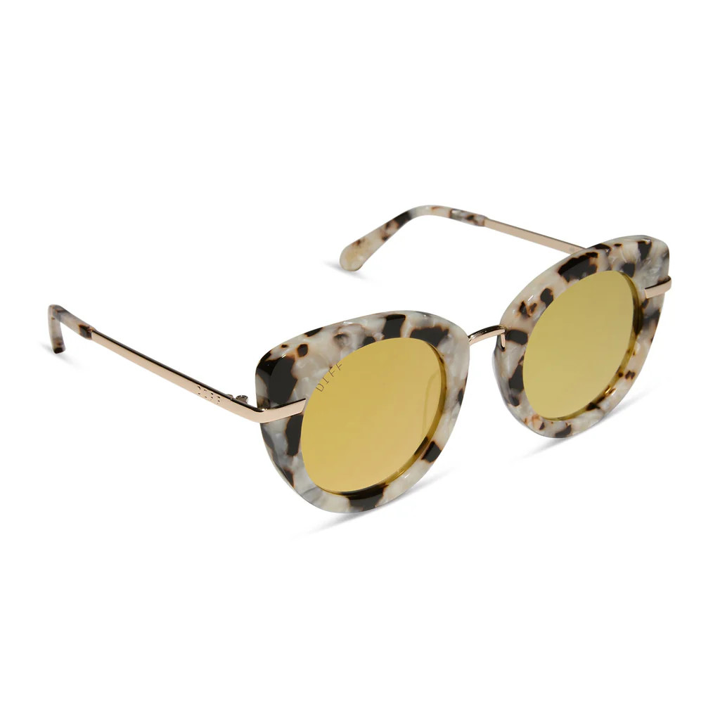 HEDWIG™️ - GOLD MARBLED + GOLD SUNGLASSES | DIFF Eyewear