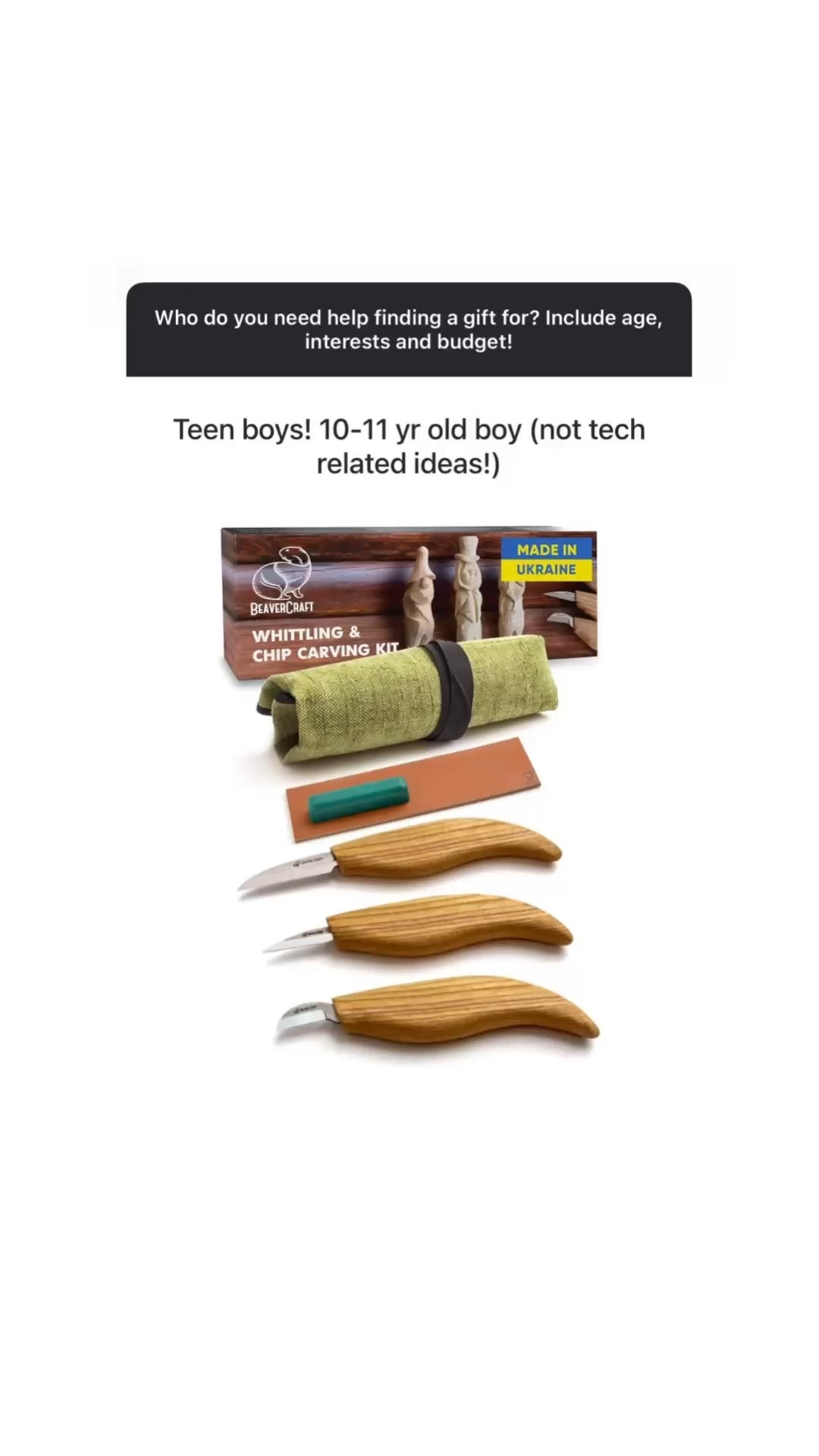 I love this teen boy gift idea! A whittling kit - it’s screen-free, creative, and could spark a new hobby. Don’t forget to include a block of wood with this one!

#LTKGiftGuide