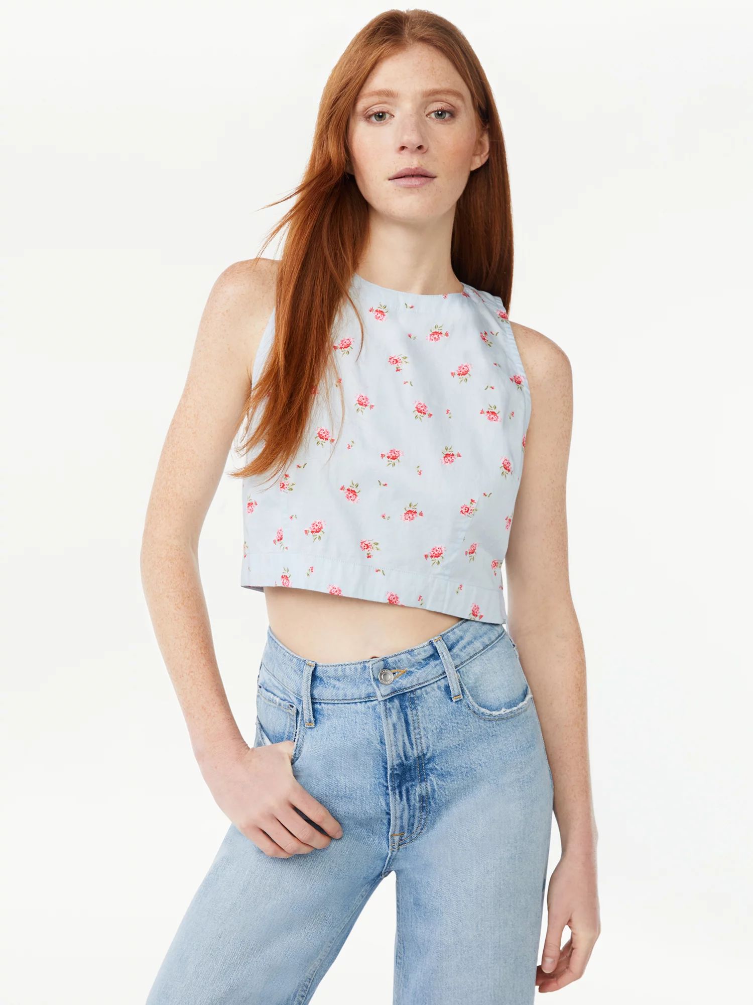 Free Assembly Women's Sleeveless Crewneck Bodice Crop Top | Walmart (US)