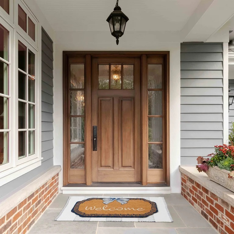 Bow Welcome Coir Outdoor Doormat, Blue and White, 48" x 30", by My Texas House | Walmart (US)