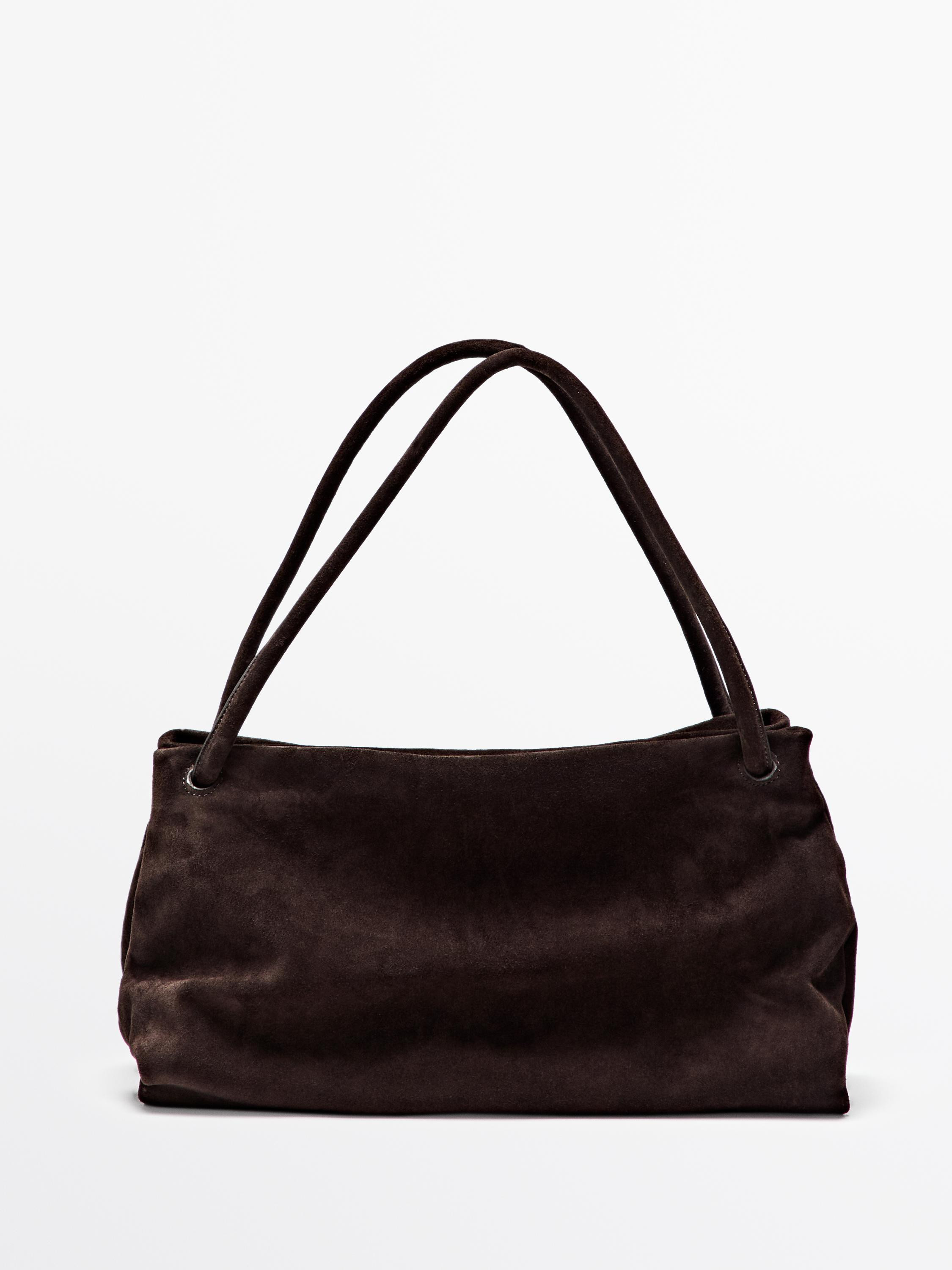 Leather and split leather medium bag with compartments | Massimo Dutti UK