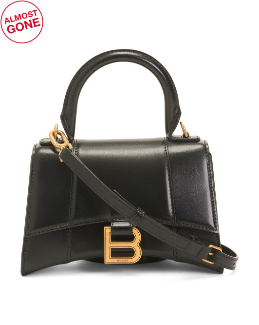 Made In Italy Leather Hourglass Mini Handbag With Shoulder Strap | TJ Maxx