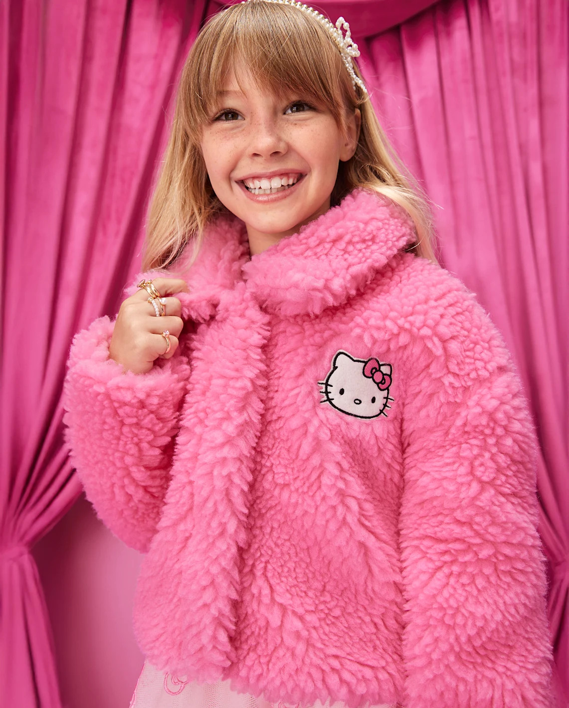 Girls Hello Kitty® Applique Sherpa Jacket - pink | The Children's Place