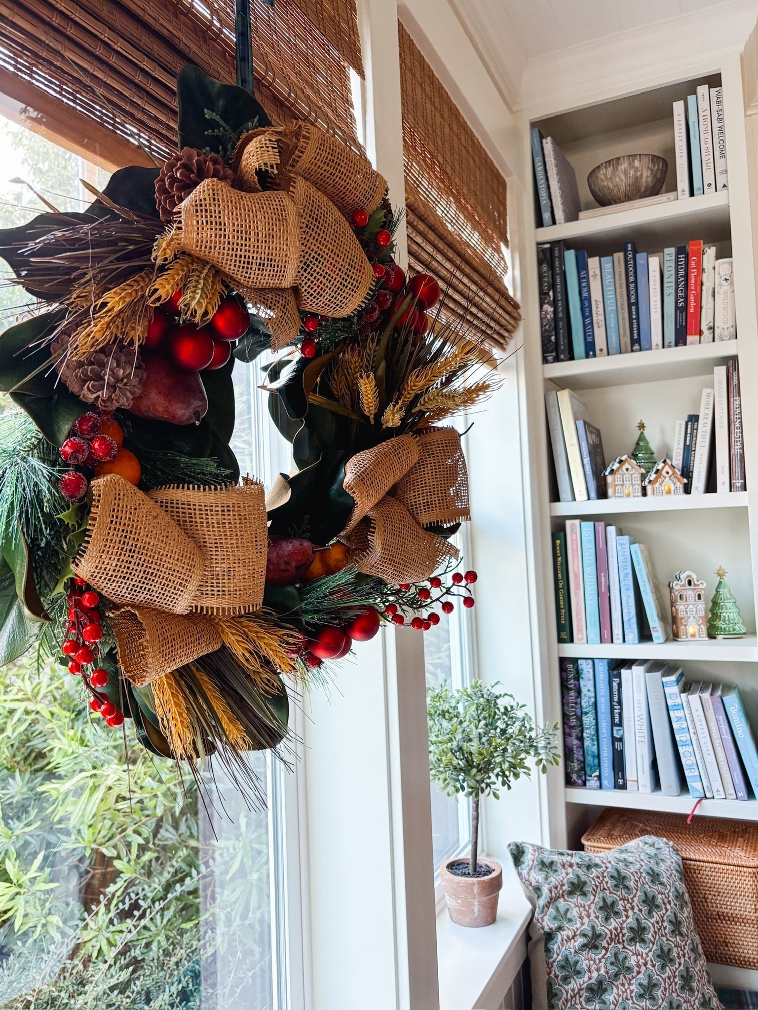 
This pretty wreath has magnolia leaves, wheat, fruit, pinecones berries, making it the perfect mix to take your from fall, Thanksgiving and beyond.

#LTKHoliday #LTKHome #LTKSaleAlert