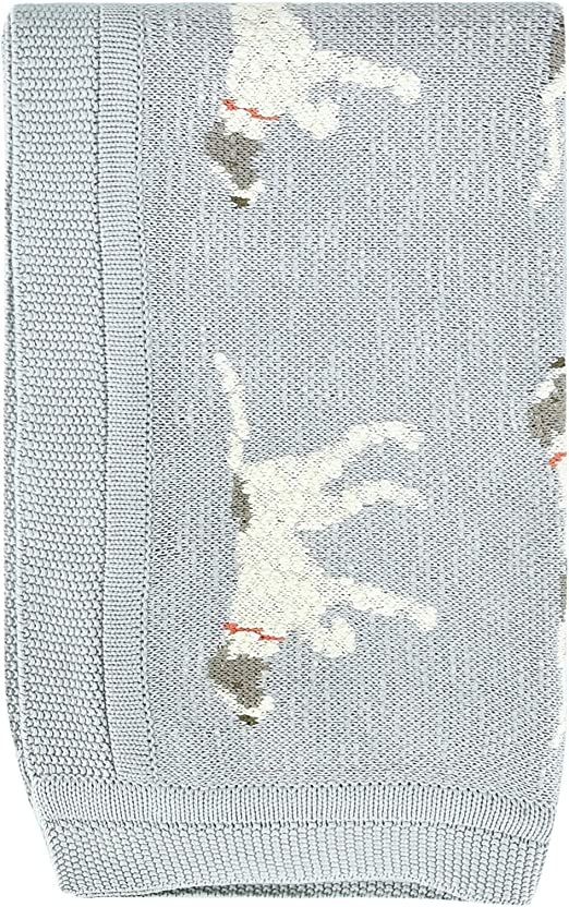 Creative Co-Op DF2527 40" L x 32" W Cotton Knit Baby Dog Blanket, Blue | Amazon (US)
