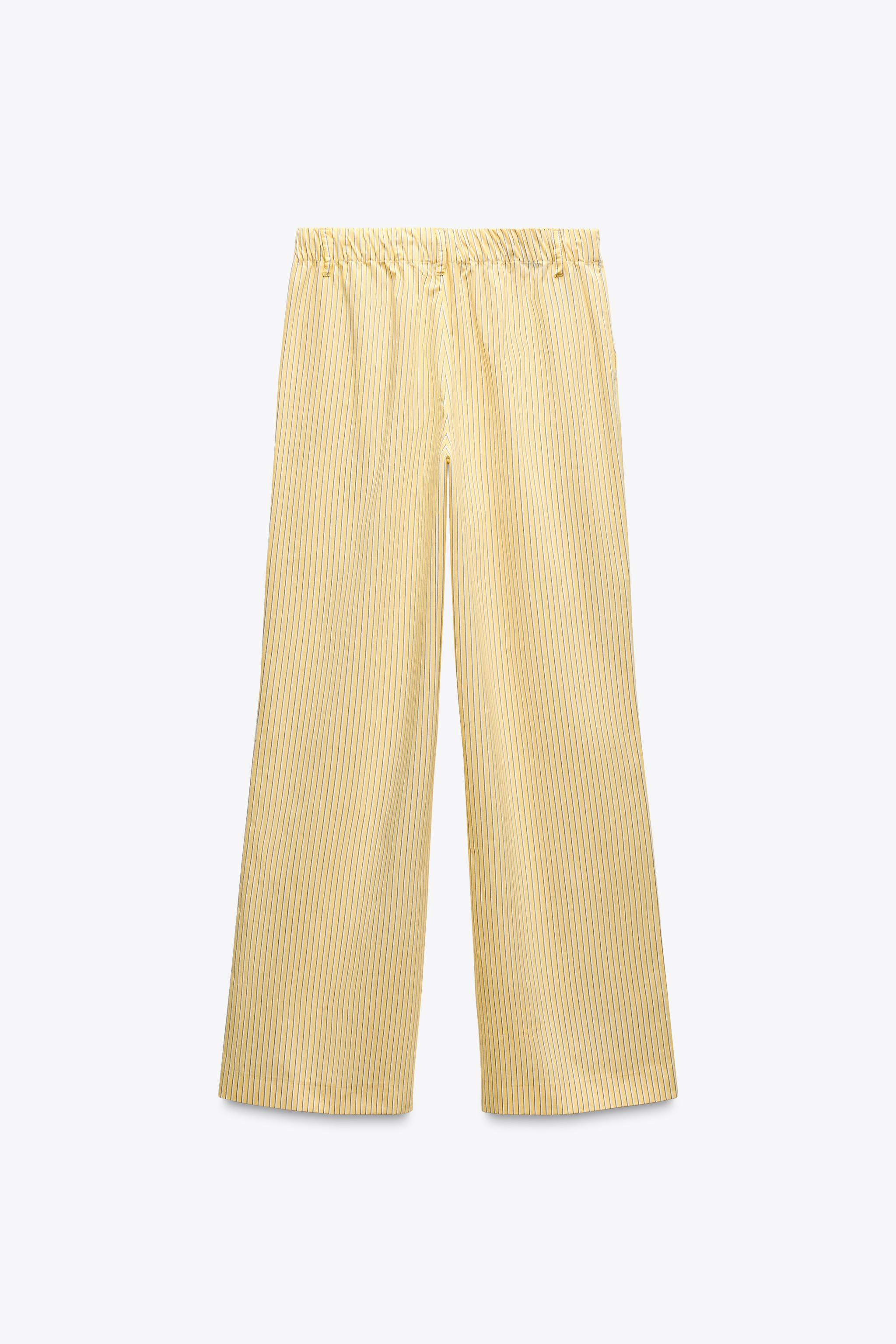 Pants with a mid elastic waist and adjustable drawstring. Side pockets. Straight leg. | Zara US