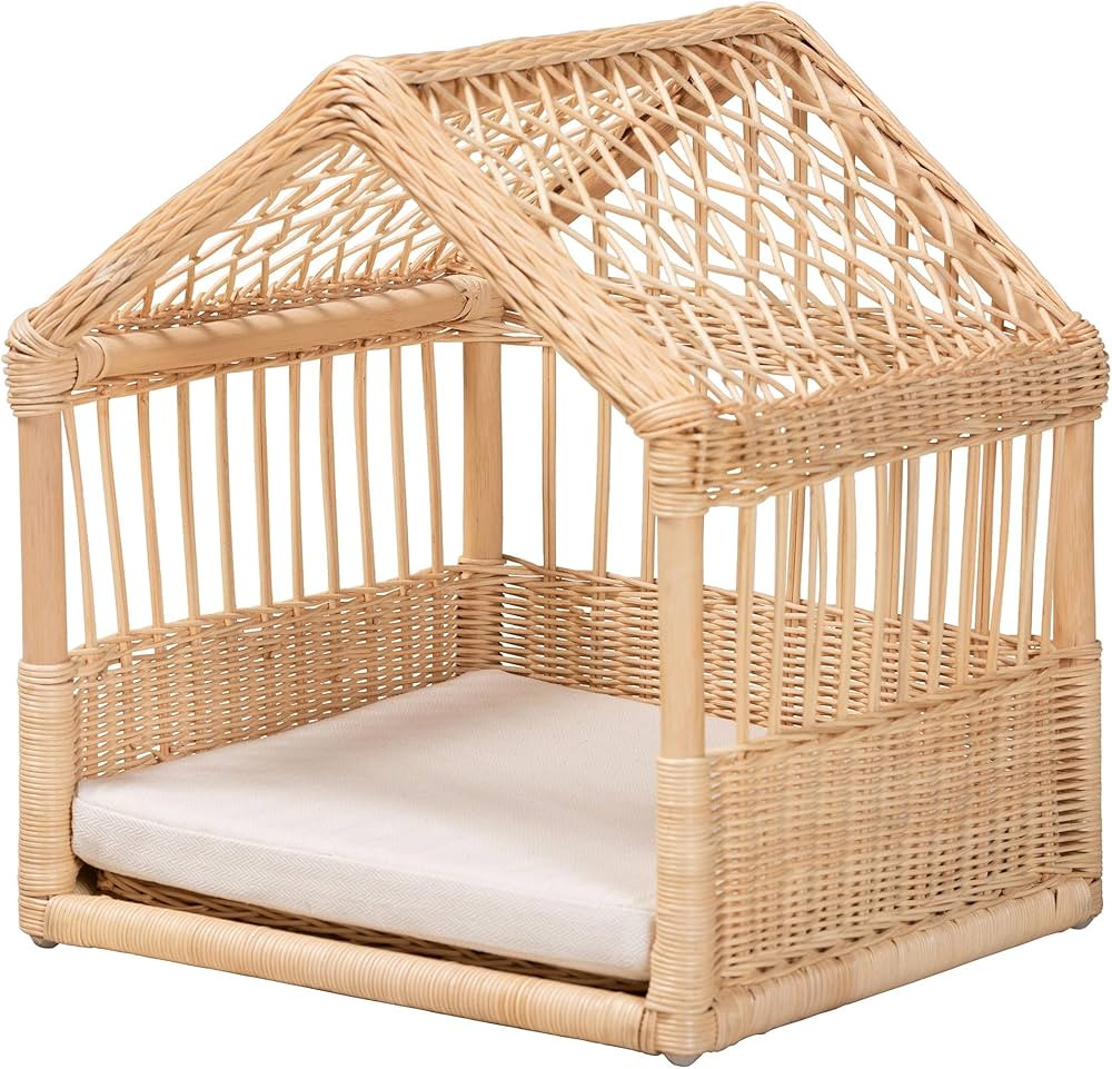 bali & pari Pieta Modern Bohemian Natural Rattan Pet Bed | Amazon (US)