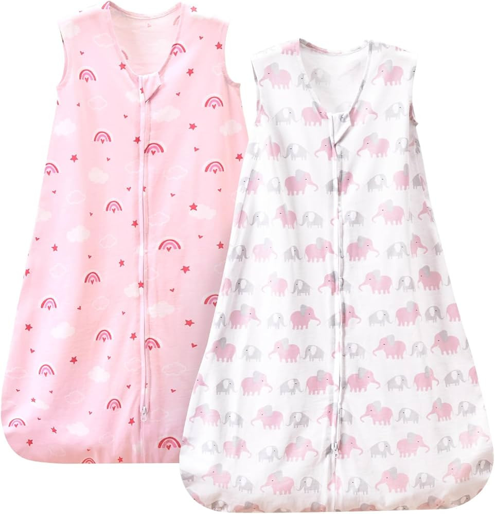 PHF 100% Cotton Baby Sleep Sack, 0-6 Months Baby Wearable Blanket, 2-Way Zipper Infant Sleeping S... | Amazon (US)