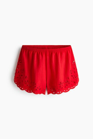 H & M - Shorts with Eyelet Embroidery - Bright Red | H&M (US + CA)