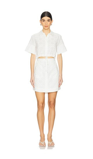SIMKHAI Marcy Short Sleeve Mini Shirt Dress in White. - size 12 | Revolve Clothing (Global)