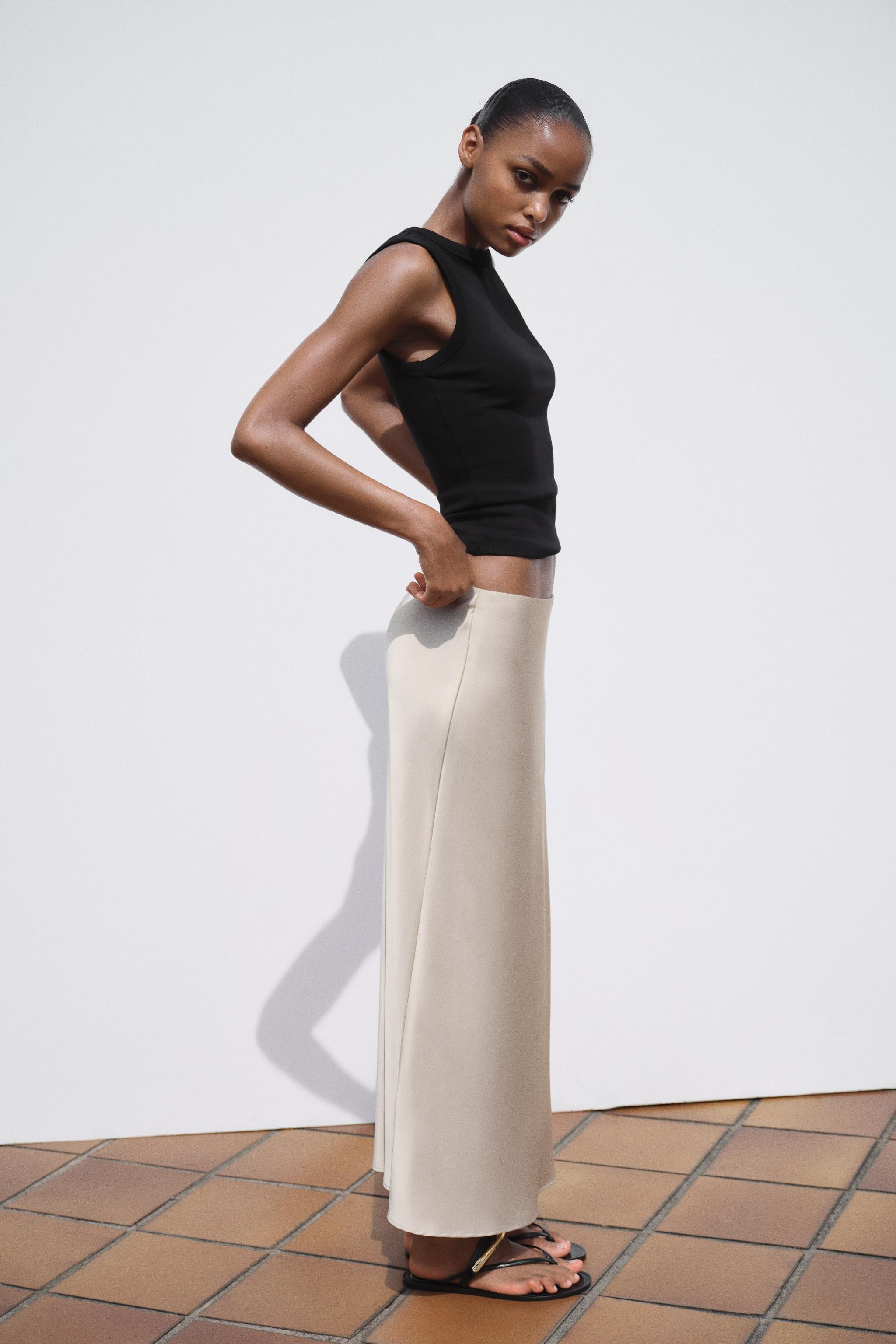 SATIN EFFECT MIDI SKIRT | Zara US