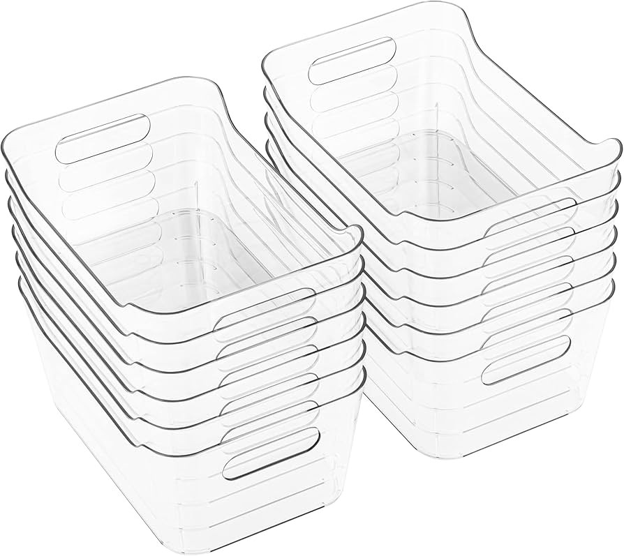 Tiawudi 12 Pack Plastic Storage Bins, Multi-Use Organizer Bins, Pantry Organizer, Clear Storage C... | Amazon (US)