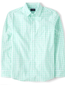 Mens Dad And Me Gingham Poplin Button Up Shirt - mellow aqua | The Children's Place
