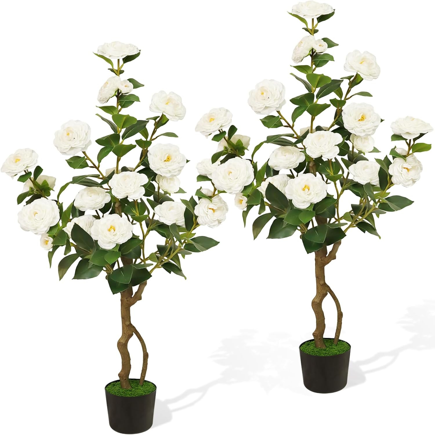 Artificial Camellia Tree 2 Pack, 42'' with 24 Blooming Flowers in Pot | Amazon (US)