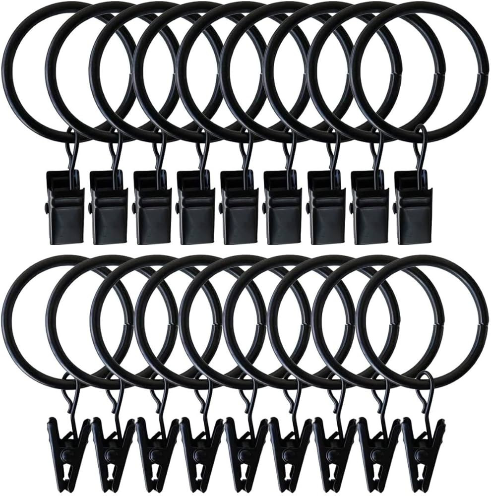 50 Pack Metal Curtain Rings with Clips Black Decorative Drapery Rustproof Vintage Curtain Ring wi... | Amazon (CA)