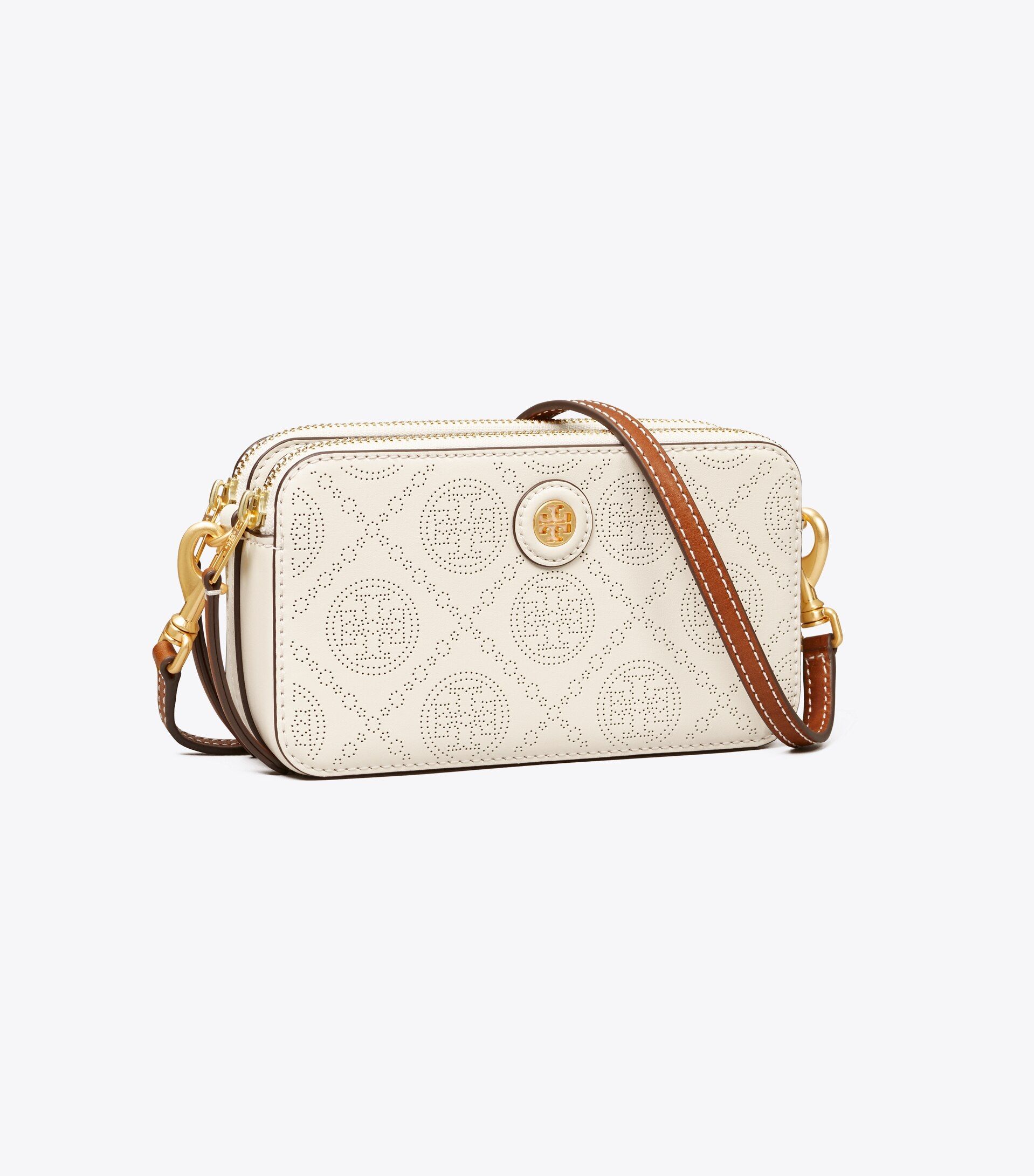 T Monogram Perforated Leather Double-Zip Mini Bag | Tory Burch (US)