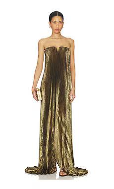 L'IDEE Black Tie Gown in Gold Foil from Revolve.com | Revolve Clothing (Global)