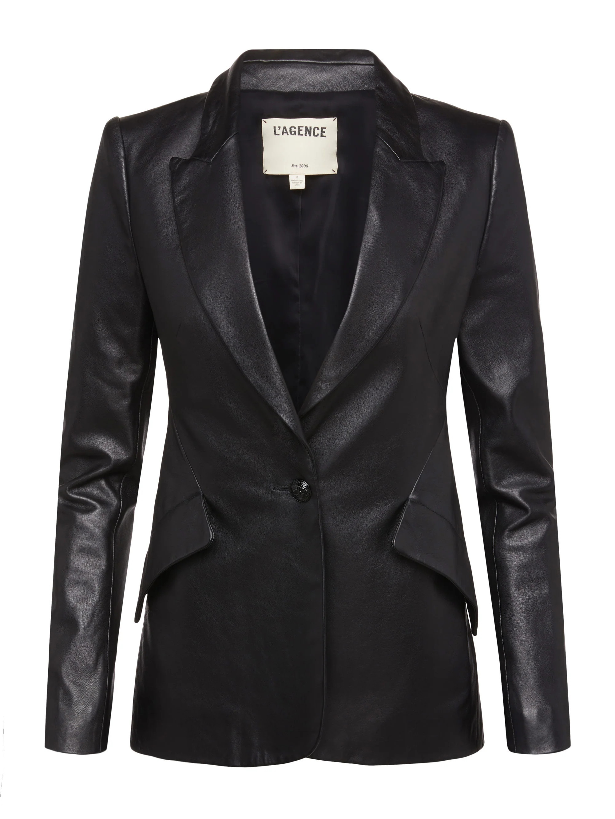 L'AGENCE Chamberlain Leather Blazer In Black | L'Agence