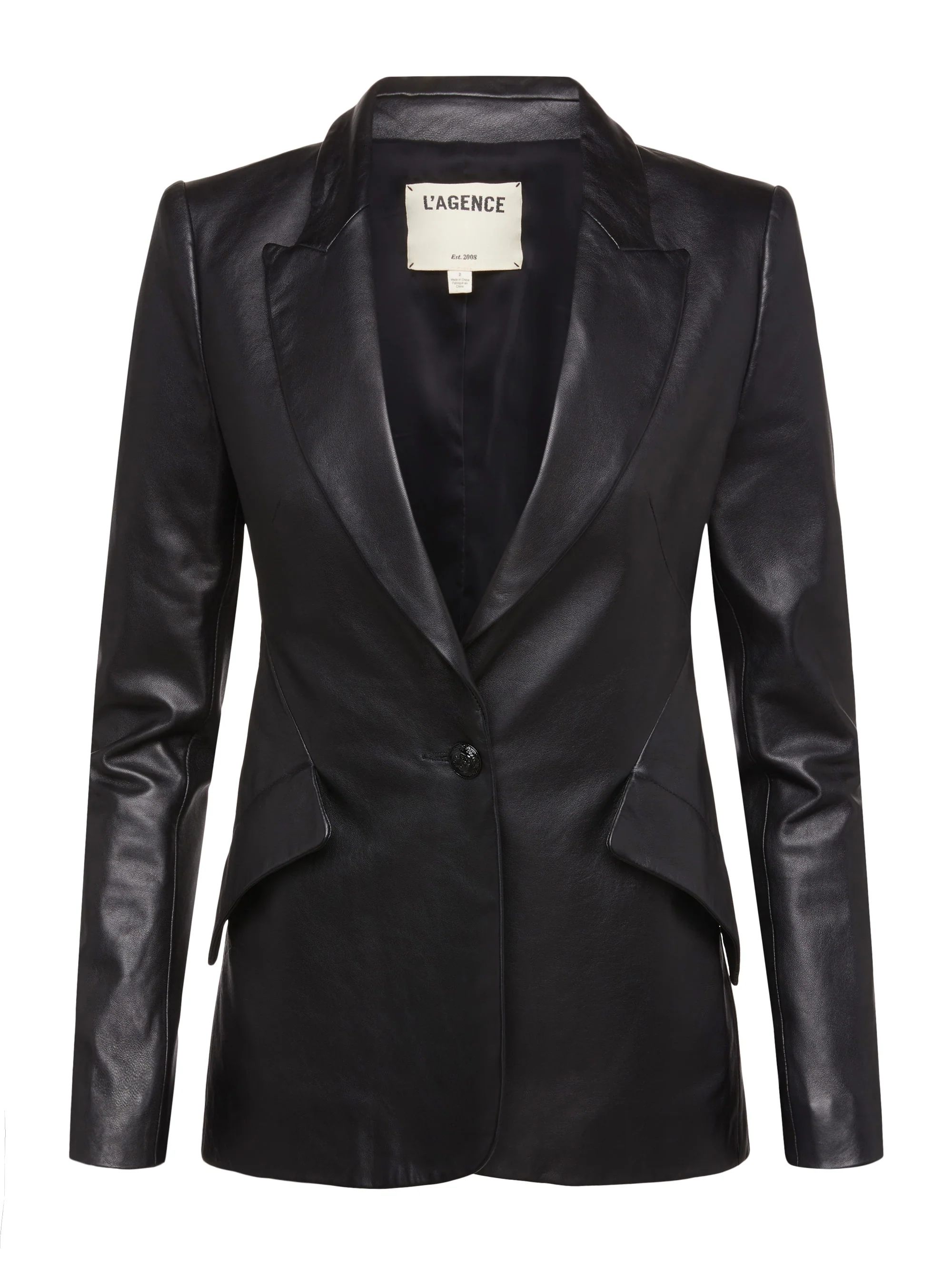L'AGENCE Chamberlain Leather Blazer In Black | L'Agence