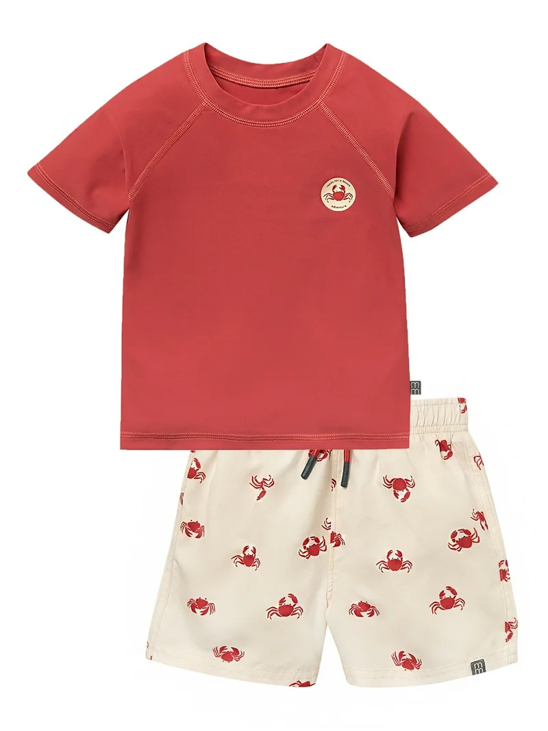 Modern Moments by Gerber Toddler Boy Short Sleeve Rash Guard and Trunk Set, 2-Piece, Sizes 12M - ... | Walmart (US)