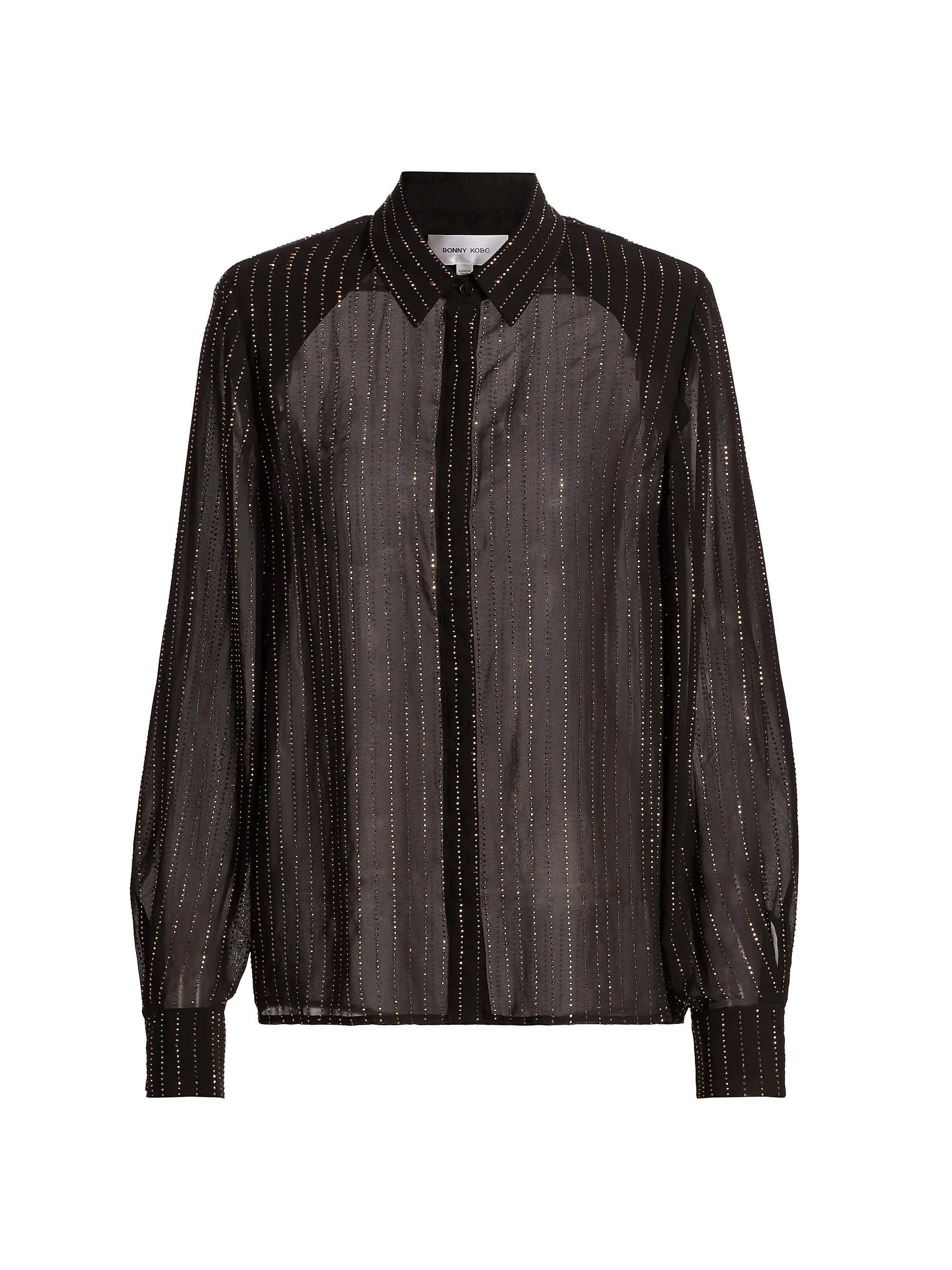 Lune Crystal-Pinstriped Semi-Sheer Blouse | Saks Fifth Avenue