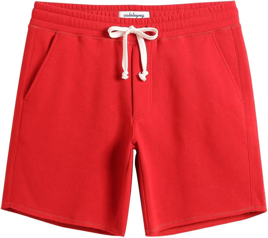 caloleyng Mens Cotton 8" Long Casual Lounge Fleece Shorts Pockets Jogger Athletic Workout Gym Swe... | Amazon (US)