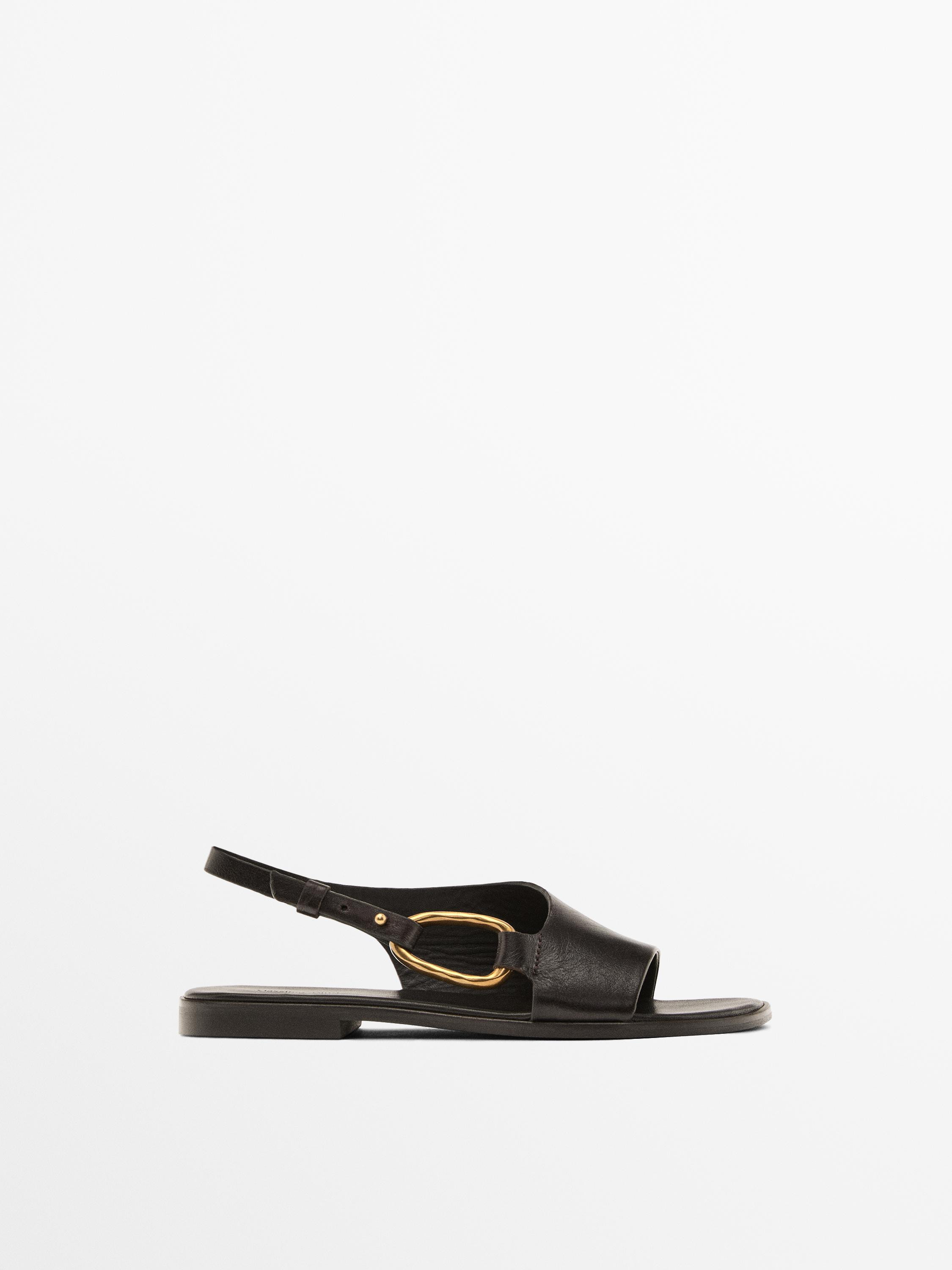 Leather sandals with ring detail | Zara US