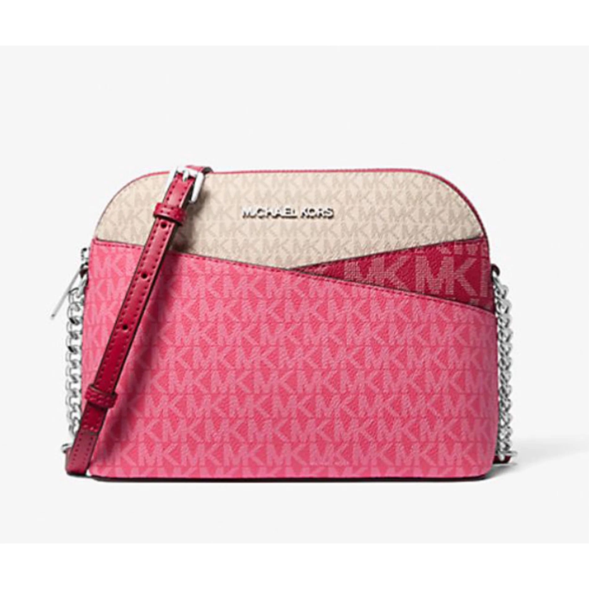 Michael Kors Women's Jet Set Travel Women Raspberry Crossbody MK Pattern Dome Handbag 35S5STVC6B-... | Walmart (US)