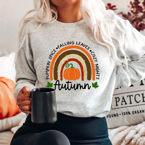 Autumn Sweatshirt Cute Fall Sweatshirt rainbow autumn womens | Etsy | Etsy (UK)