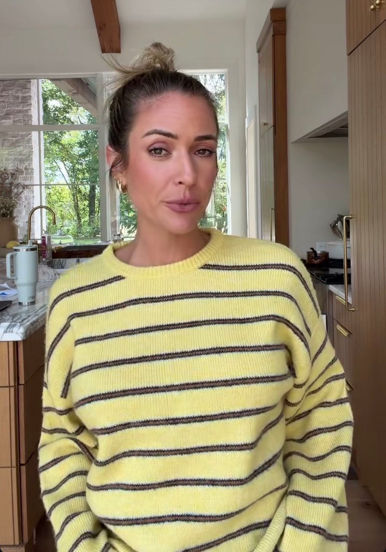 Kristin Cavalier perfect fall yellow stripe sweater on sale ￼