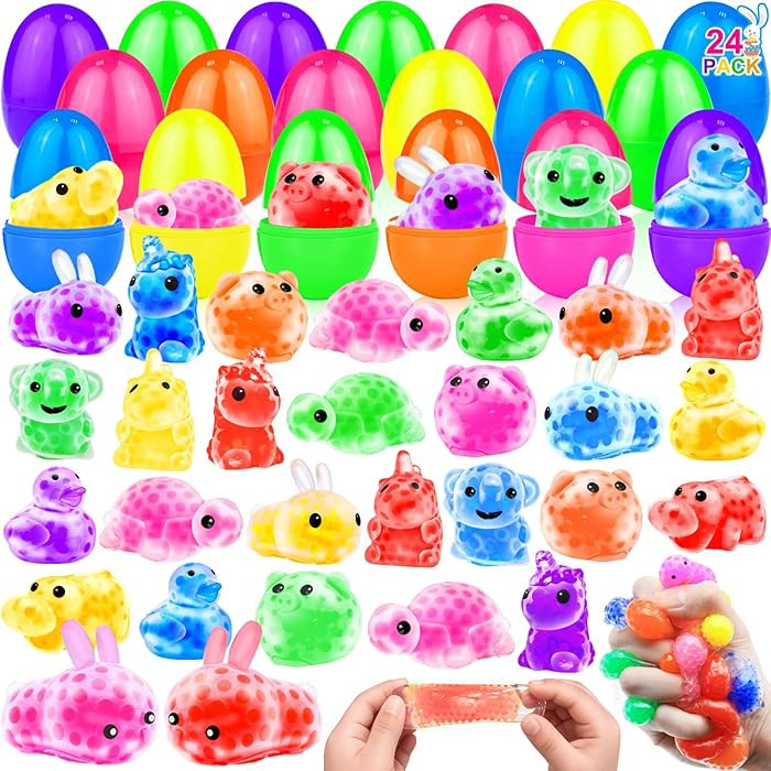 Easter Basket Stuffers 24 Pack Prefilled Easter Eggs with Stress Balls, 12 Styles Animals Fidget ... | Amazon (US)