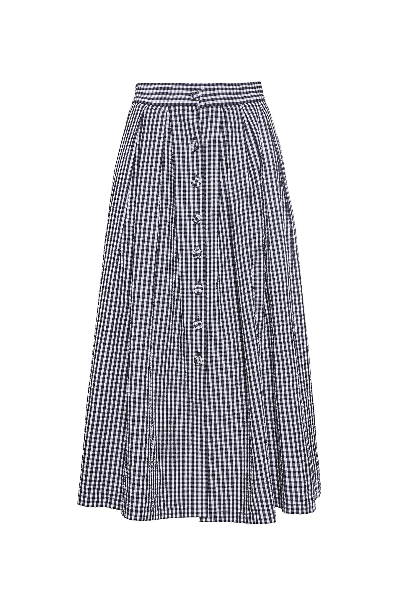 Eva Skirt | Black and White Seersucker Gingham Skirt | Hunter Bell | Hunter Bell