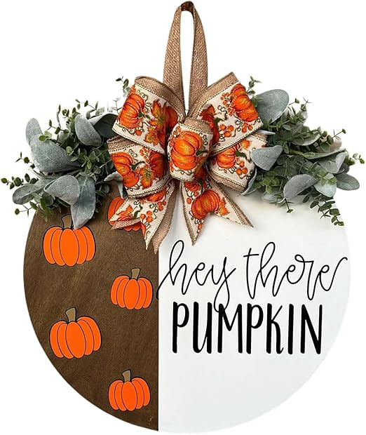 Hey There Pumpkin Welcome Hanging Sign Front Door Decor Fall Decorative Wooden Welcome Sign Rusti... | Amazon (US)