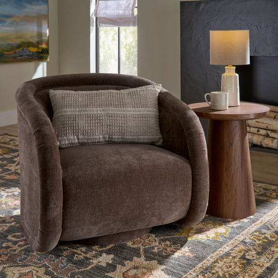 Better Homes & Gardens Sienna Modern Swivel Chair, Coffee Velvet Fabric | Walmart (US)