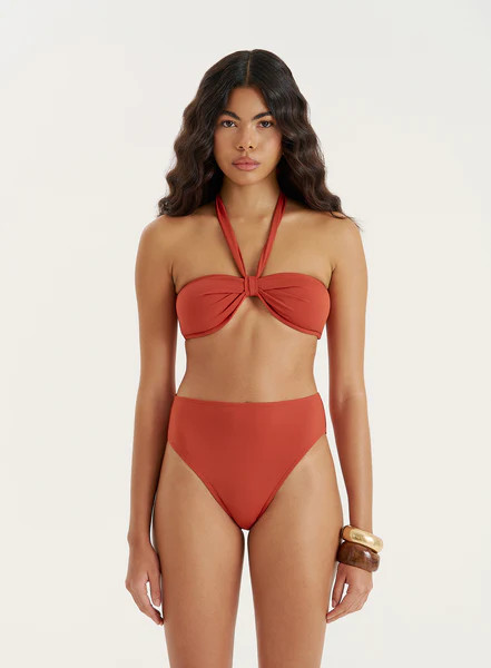 Coral Halterneck Tie Bikini Top- Gia | 4th & Reckless