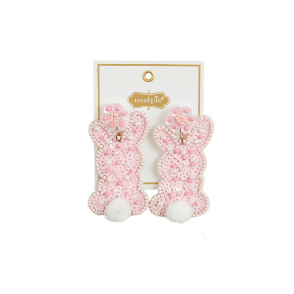 Pink Bunny Beaded Earrings | Mud Pie