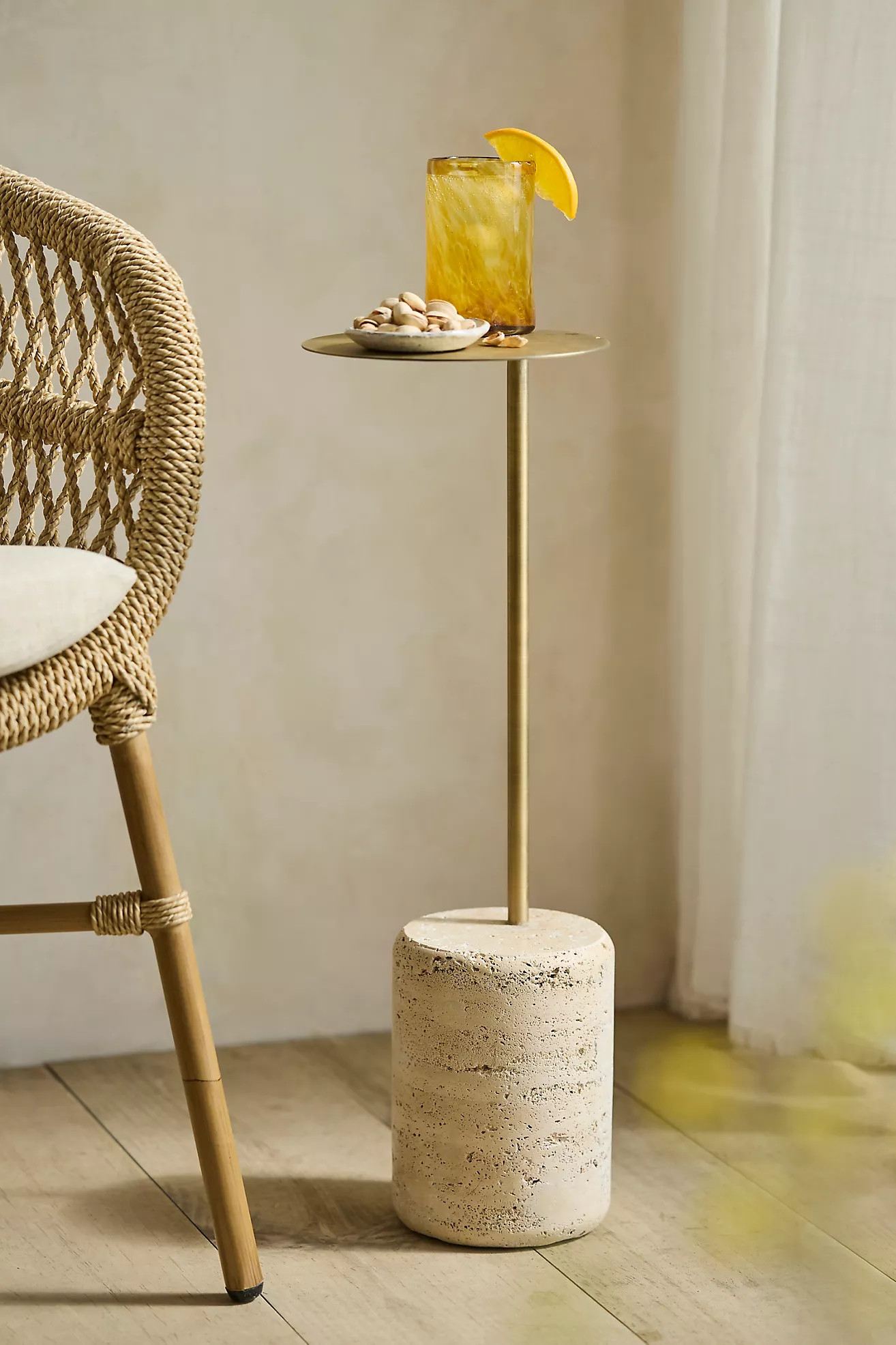 Travertine Base Drink Table | Anthropologie (US)