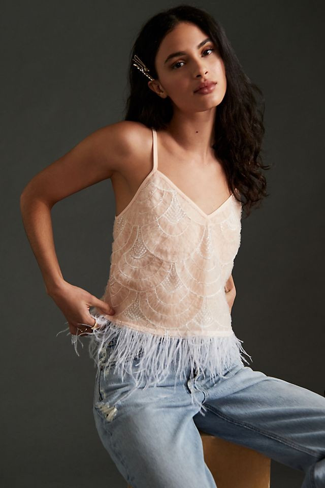 Eva Franco Sequin Feather-Hem Tank | Anthropologie (US)