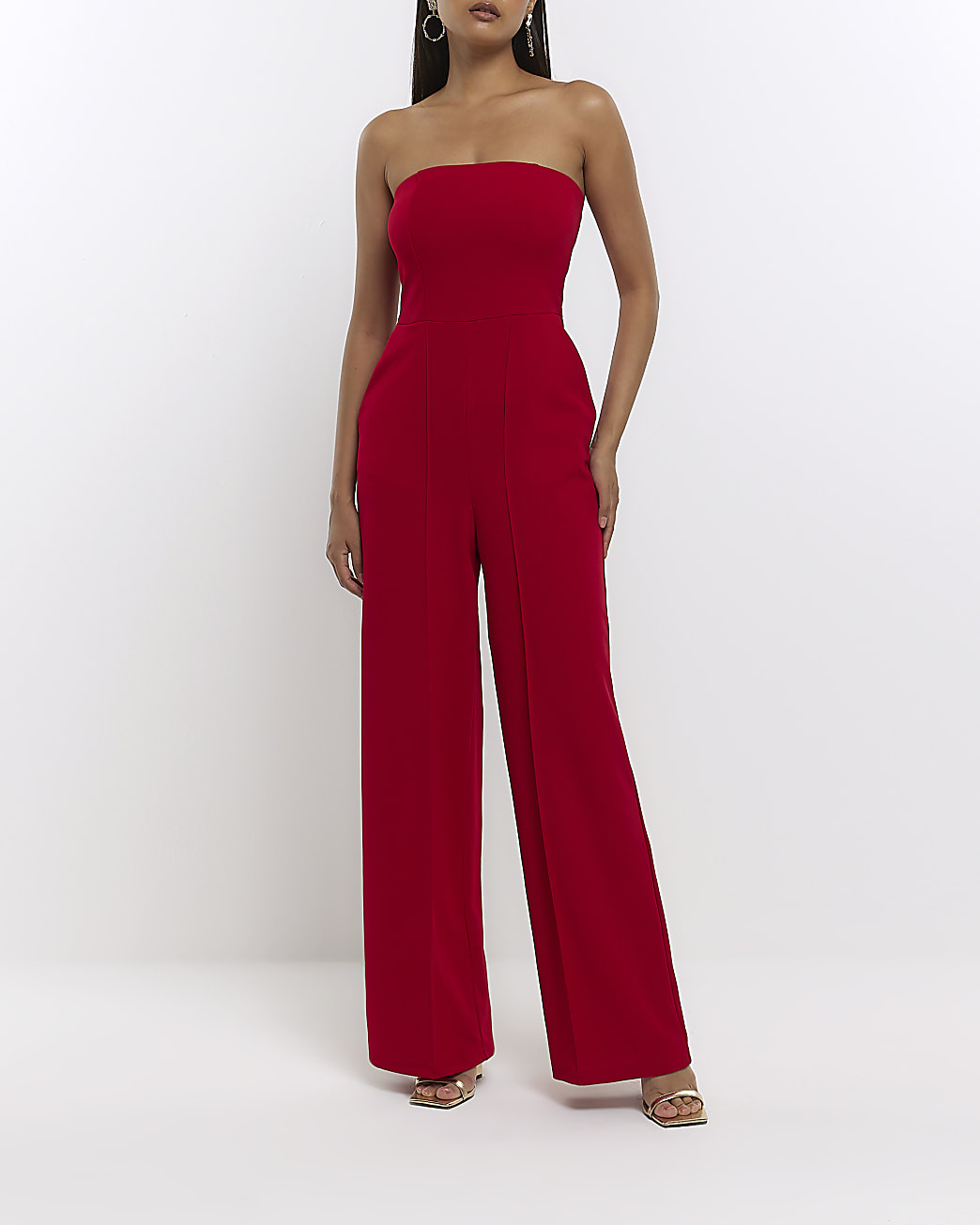 Red bandeau jumpsuit | River Island (UK & IE)