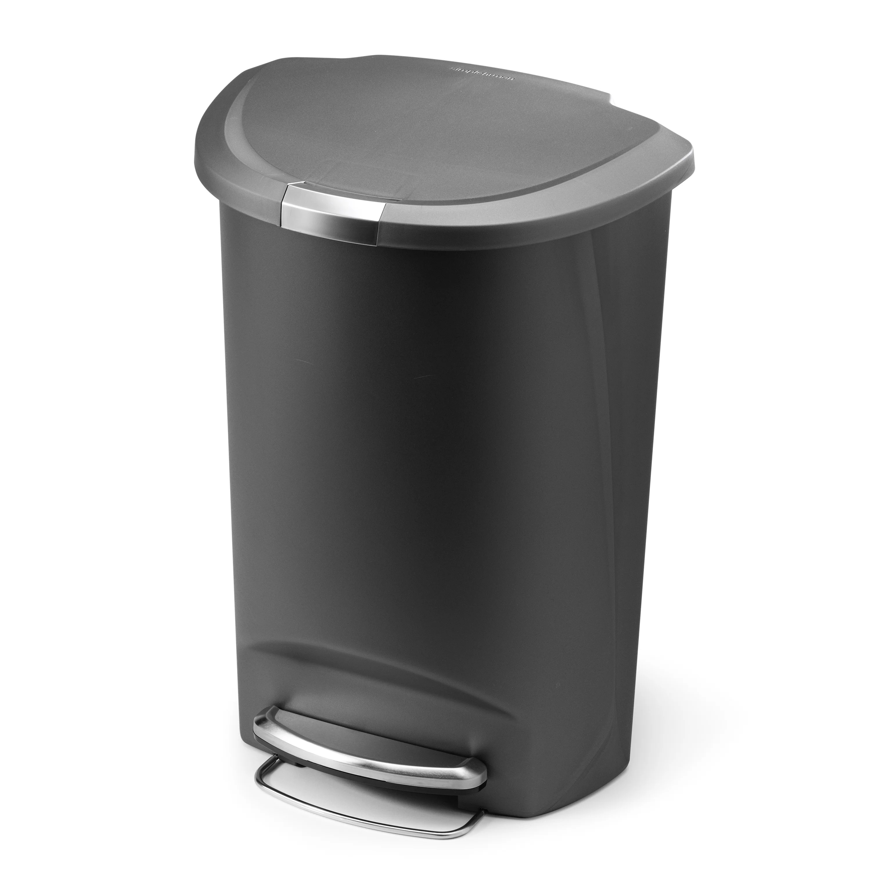 simplehuman 13 gal Plastic Semi-Round Kitchen Step Trash Can, Grey | Walmart (US)