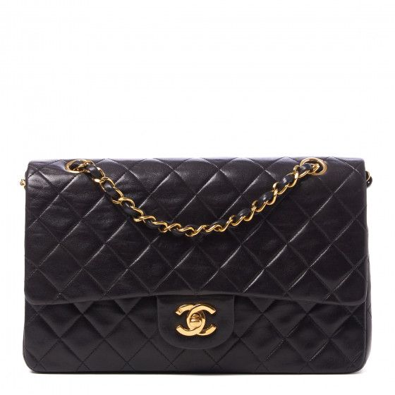 CHANEL Lambskin Quilted Medium Double Flap Black | Fashionphile