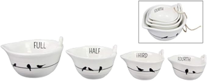 Youngs 21219 Ceramic Bird Design Measuring Cups, Set of 4, Black and White | Amazon (US)