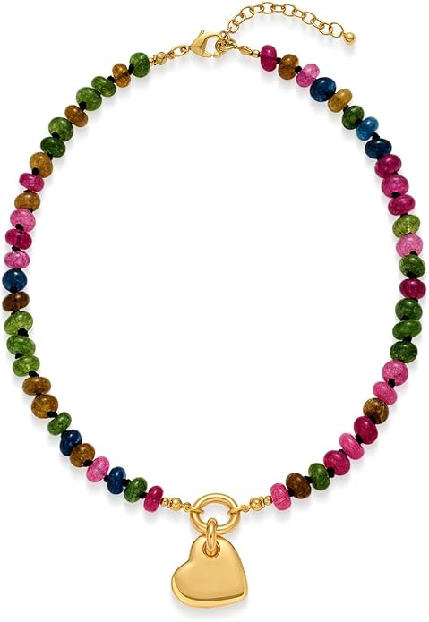 LILIE&WHITE Gold Heart Necklace For Women Chunky Chain Necklace Puffy Heart Necklace Heart Pendan... | Amazon (US)