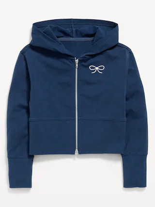Fitted Cropped 2-Way-Zip Hoodie for Girls | Old Navy (US)