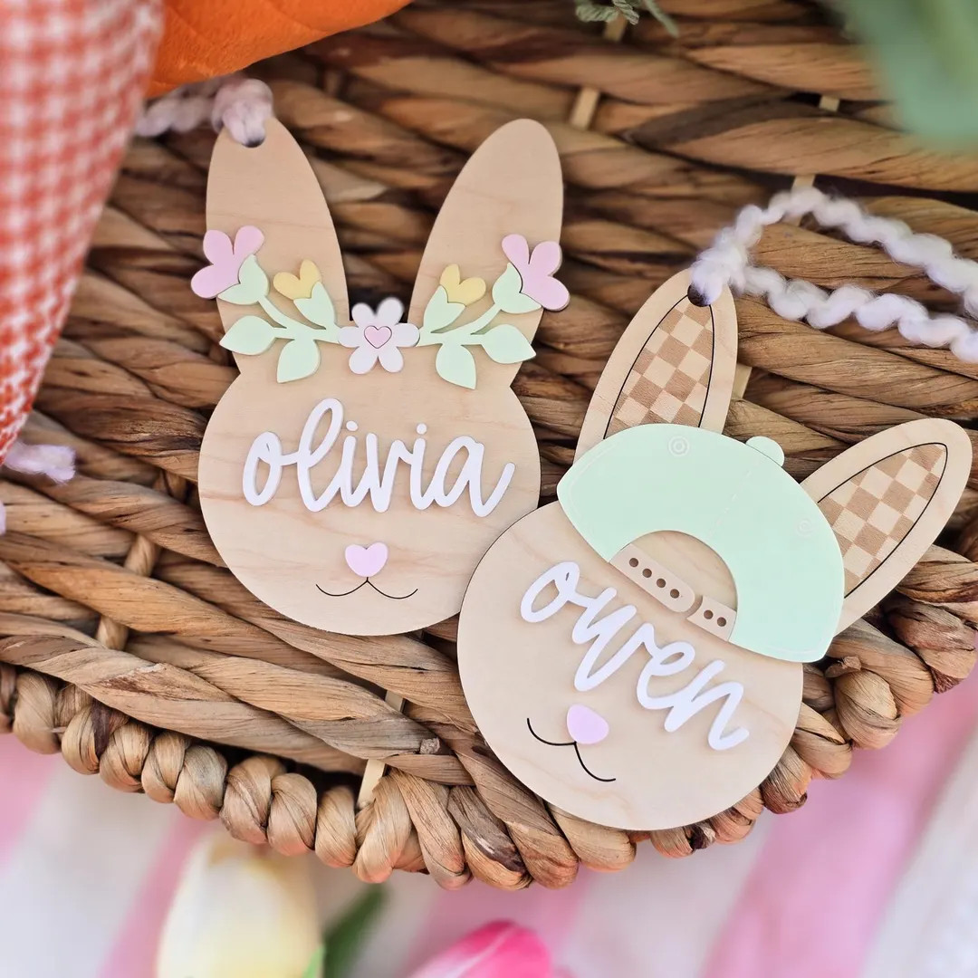 Personalized Easter Basket Tag, Custom Bunny Name Tag, Wooden Easter Basket Name Tag, Easter Keep... | Etsy (US)